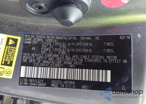 2018 Toyota Highlander Se z USA, uszkodzony, nr VIN 5TDJZRFH7JS538821